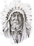 Tattoo Sketch Of American Indian Tribal Chief Warrior-outsiderzone-Art Print