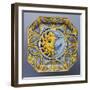 Oval Dish Depicting Solar Eclipse and Ornamental Motifs-null-Framed Giclee Print