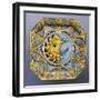 Oval Dish Depicting Solar Eclipse and Ornamental Motifs-null-Framed Giclee Print