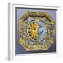 Oval Dish Depicting Solar Eclipse and Ornamental Motifs-null-Framed Giclee Print