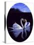 Oval Kissing Swans-Bonnie B. Cook-Stretched Canvas