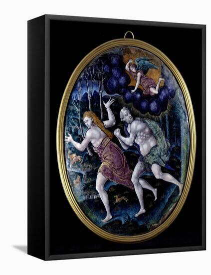 Oval Plaque Depicting Adam and Eve Expelled from Paradise, Limousin-null-Framed Stretched Canvas