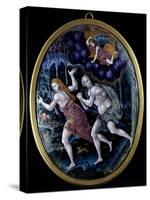 Oval Plaque Depicting Adam and Eve Expelled from Paradise, Limousin-null-Stretched Canvas