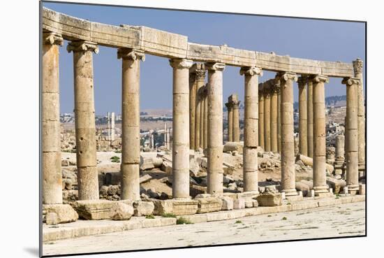 Oval Plaza with colonnade and ionic columns, Jerash, Jordan.-Nico Tondini-Mounted Photographic Print