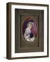 Oval Portrait of a Blonde Girl Wearing a Plumed Hat with Her Hands Inside Her Muff-Kate Greenaway-Framed Giclee Print