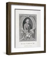 Oval Portrait of David Garrick, 1776-J Collyer-Framed Giclee Print