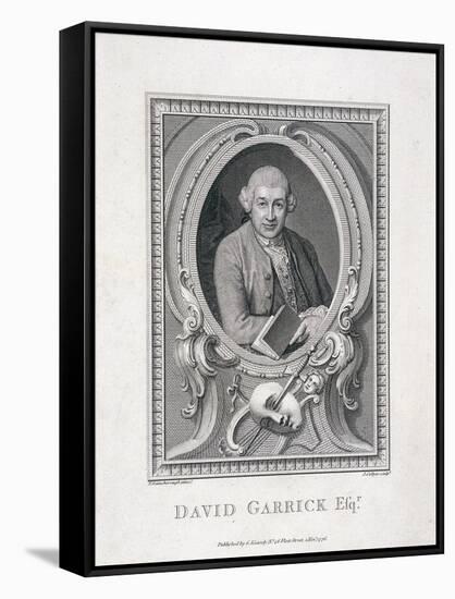 Oval Portrait of David Garrick, 1776-J Collyer-Framed Stretched Canvas