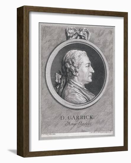 Oval Portrait of the Actor David Garrick Wearing a Short Wig, with Surround, C1780-Charles Nicolas Cochin-Framed Giclee Print