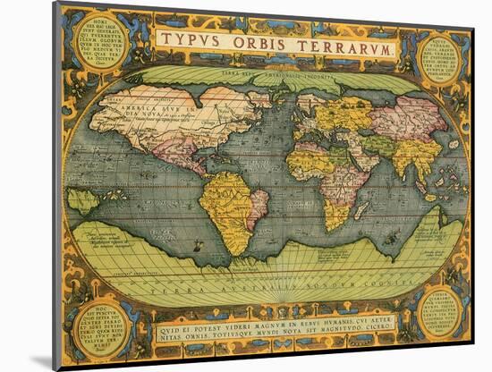 Oval World Map 1598-Abraham Ortelius-Mounted Giclee Print