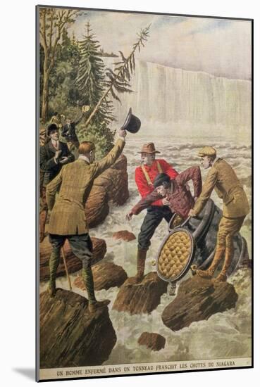 Over Niagara Falls in a Barrel, 1910-null-Mounted Premium Giclee Print