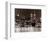 Over the Brooklyn Bridge at Night-Walter Gritsik-Framed Art Print