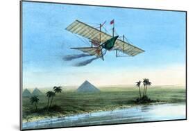 Over the Nile and the Pyramids in a Plane-null-Mounted Art Print