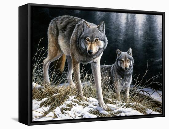 Over the Ridge Wolves-Jeremy Paul-Framed Stretched Canvas