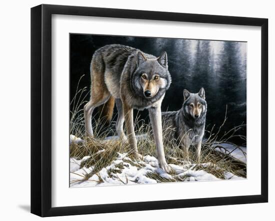 Over the Ridge Wolves-Jeremy Paul-Framed Giclee Print