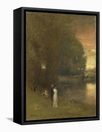 Over the river-George Inness-Framed Stretched Canvas