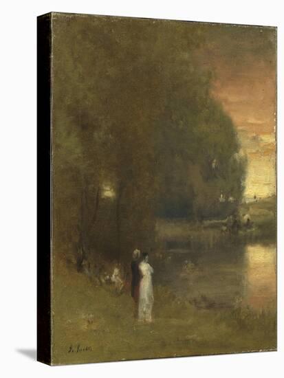 Over the river-George Inness-Stretched Canvas