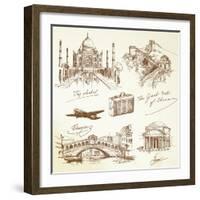 Over the World Travel-canicula-Framed Art Print