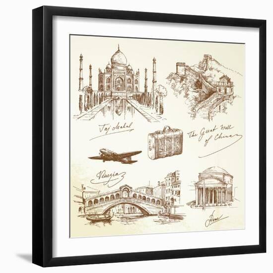 Over the World Travel-canicula-Framed Art Print