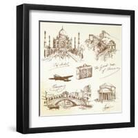 Over the World Travel-canicula-Framed Art Print