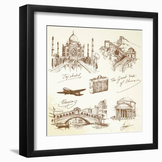 Over the World Travel-canicula-Framed Art Print