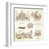 Over the World Travel-canicula-Framed Art Print