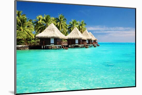 Over Water Bungalows Bora Bora-null-Mounted Art Print