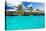 Over Water Bungalows with Steps into Amazing Blue Lagoon-Martin Valigursky-Stretched Canvas