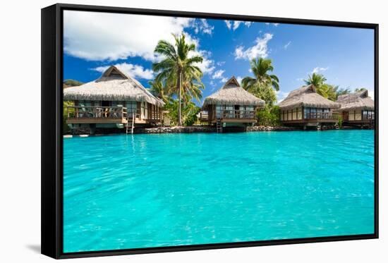 Over Water Bungalows with Steps into Amazing Blue Lagoon-Martin Valigursky-Framed Stretched Canvas