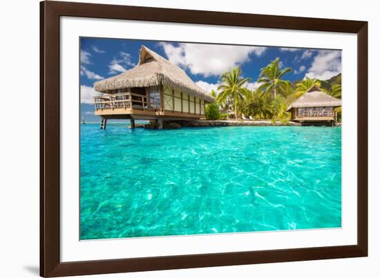 Over Water Bungalows with Steps into Amazing Blue Lagoon-Martin Valigursky-Framed Photographic Print