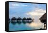 Over Water Villas at Sunset in French Polynesia-BlueOrange Studio-Framed Stretched Canvas