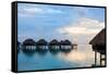 Over Water Villas at Sunset in French Polynesia-BlueOrange Studio-Framed Stretched Canvas