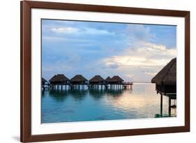 Over Water Villas at Sunset in French Polynesia-BlueOrange Studio-Framed Photographic Print