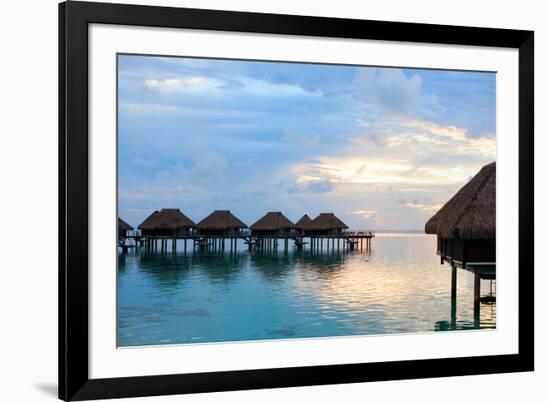 Over Water Villas at Sunset in French Polynesia-BlueOrange Studio-Framed Photographic Print