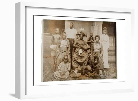 Overami, Ex-King of Benin, and His Suite, Nigeria, c.1900-null-Framed Premium Giclee Print