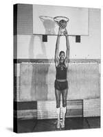 Overbrook Highschool Basketball Team, Wilt "The Stilt" Chamberlain Touch Basket at Regular Standing-Grey Villet-Stretched Canvas