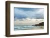 Overcast Sky above Waves Breaking at Beach-Norbert Schaefer-Framed Photographic Print