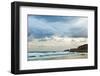 Overcast Sky above Waves Breaking at Beach-Norbert Schaefer-Framed Photographic Print