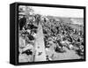 Overcrowded Beach at Hastings (England)-null-Framed Stretched Canvas