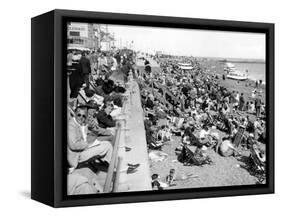 Overcrowded Beach at Hastings (England)-null-Framed Stretched Canvas