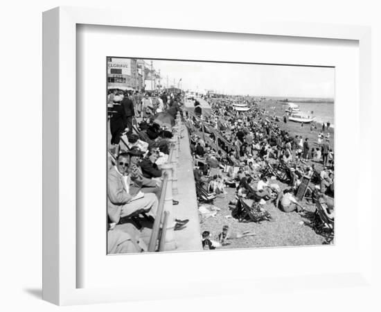 Overcrowded Beach at Hastings (England)-null-Framed Photographic Print