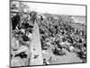 Overcrowded Beach at Hastings (England)-null-Mounted Photographic Print