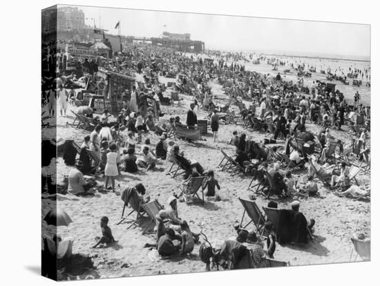 Overcrowded Beach at Margate, Kent-null-Stretched Canvas