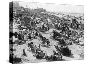 Overcrowded Beach at Margate, Kent-null-Stretched Canvas