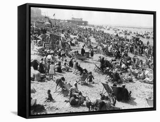 Overcrowded Beach at Margate, Kent-null-Framed Stretched Canvas