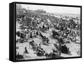 Overcrowded Beach at Margate, Kent-null-Framed Stretched Canvas