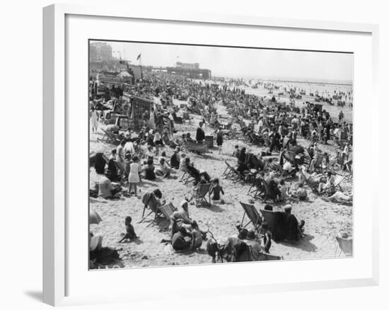 Overcrowded Beach at Margate, Kent-null-Framed Photographic Print