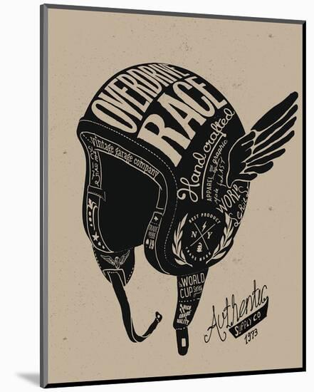 Overdrive Race Winged Helmet-null-Mounted Art Print