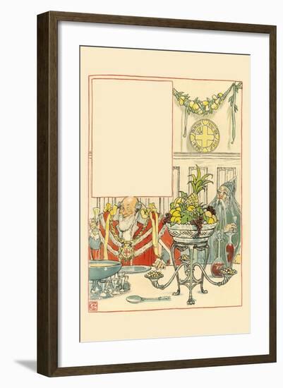 Overeating and Overdrinking, Christmas Turned Away Dried Fish as Unfit for a Gentleman-Walter Crane-Framed Art Print