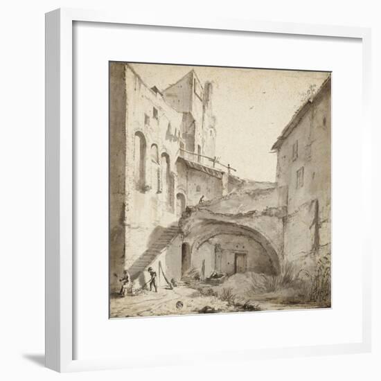 Overgrown Courtyard of Ruined Castle-null-Framed Giclee Print