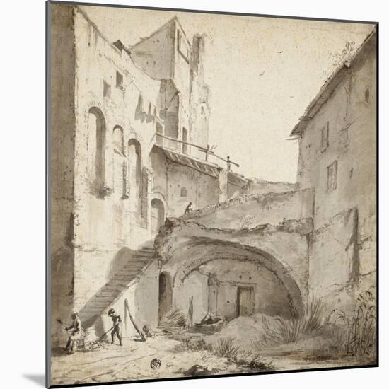 Overgrown Courtyard of Ruined Castle-null-Mounted Giclee Print
